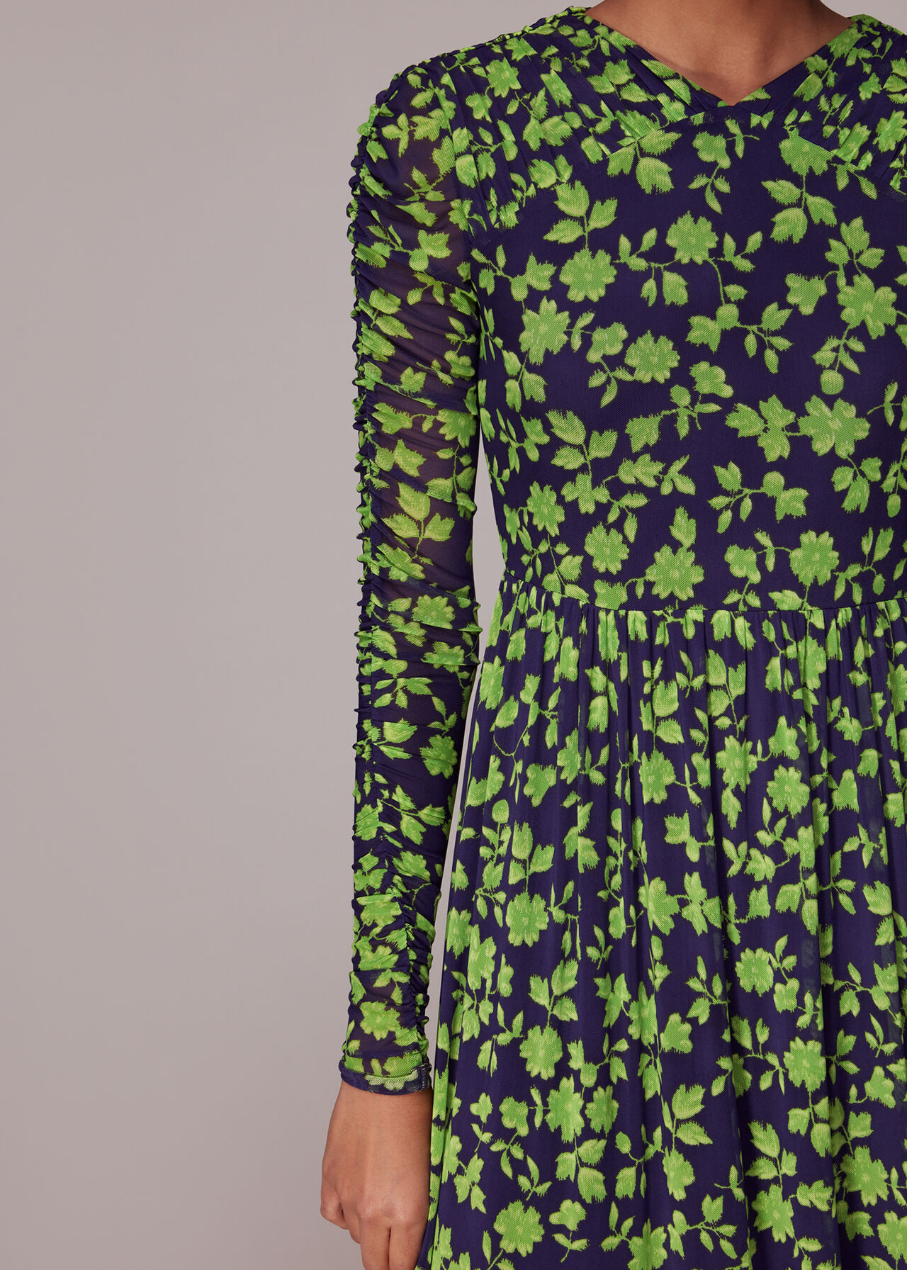 Linear Floral Mesh Dress